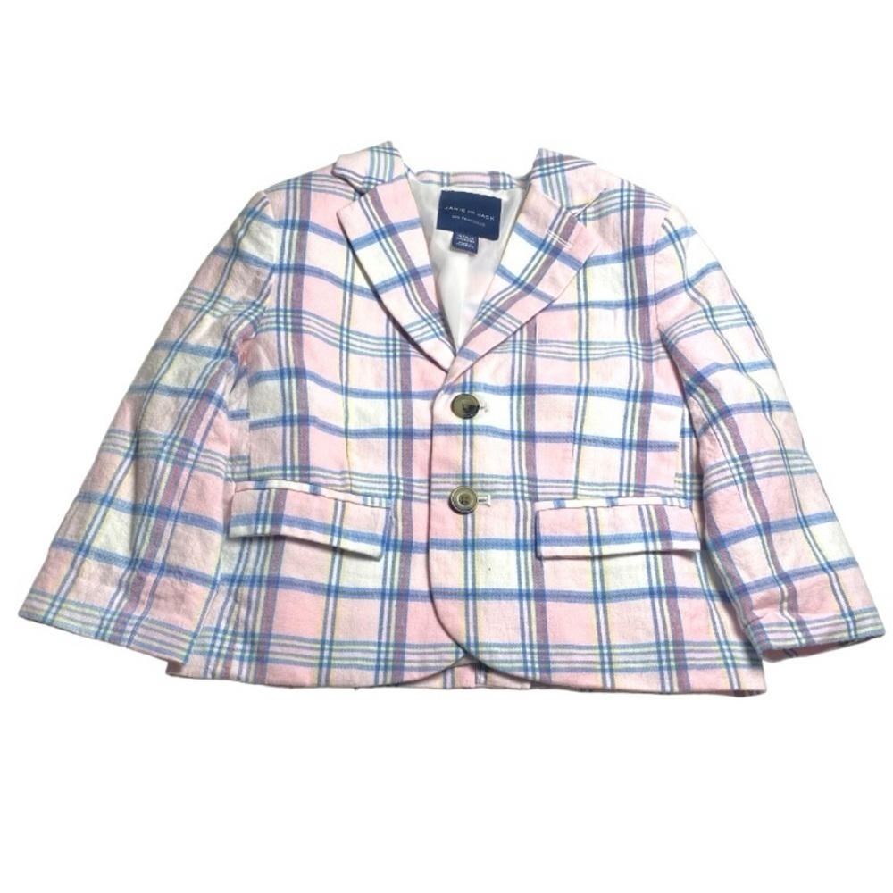 Janie and Jack Pink Blue Pastel Linen Blazer Little Boy Toddler size 18-24 Month